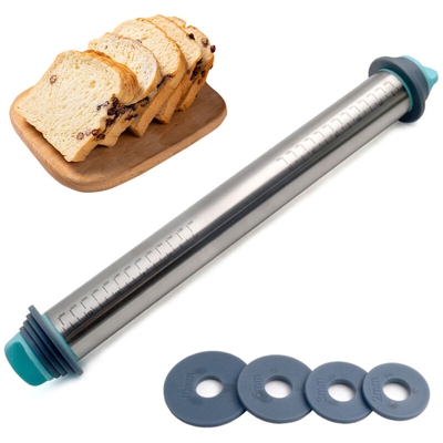 Happyshopping - Mattarello per Cuocere Anello Removibile Regolabile In Acciaio Inox Rullo Impasto Per Biscotti Torta Biscotto Pasticceria Crostate