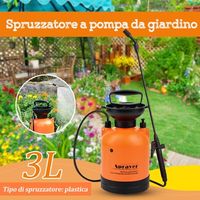 Atomizzatore agricolo pneumatico manuale | Annaffiatoio 3L + asta in plastica (senza manometro) - Annaffiatoio 3L + asta in plastica