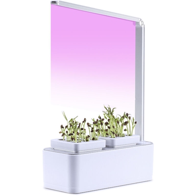 Bianco + grigio, fioriere coltivazione fuori suolo, scanalature impianti di irrigazione automatici a lampada