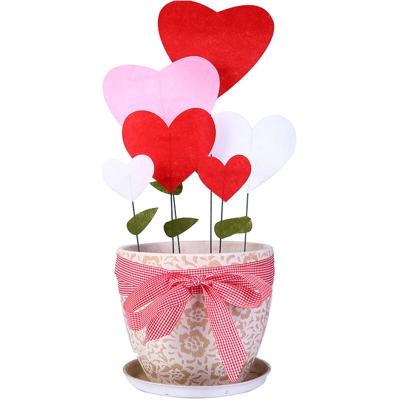 FAI DA TE Lungo Riband Grande Amorevole Cuore Vaso di Fiori Decorazione di San Valentino Festa della Mamma Regalo Imitazione di Fiori