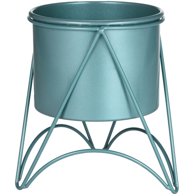 Happyshopping - Vaso per fiori con supporto Vaso per piante in metallo dorato con supporto in metallo dorato per erbe Orchidee Cactus Succulente