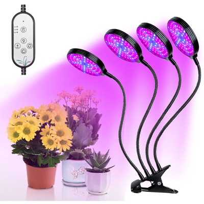 Happyshopping - USB Plant Grow Light 4 Headed Red & Blue Spectrum Lampada da tavolo regolabile con morsetto per piante da interno 5 livelli