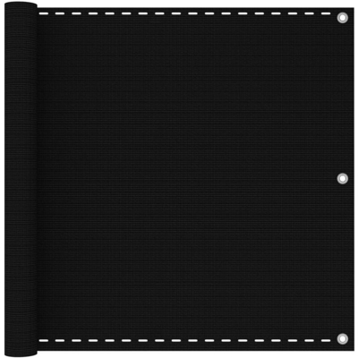 vidaXL Paravento da Balcone Nero 90x600 cm in HDPE - Nero