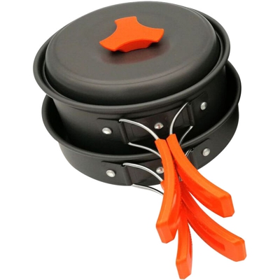 Happyshopping - Set di pentole da campeggio Utensili da cucina per falo Set da cucina pieghevole Portatile Escursionismo all'aperto Zaino in spalla