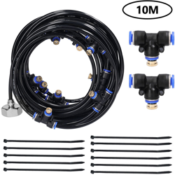 Sistema di raffreddamento all'aperto di atomizzazione, 9 ugelli in ottone + adattatore in ottone, giardino, parto giardino | 10 metri - 10 metri precio