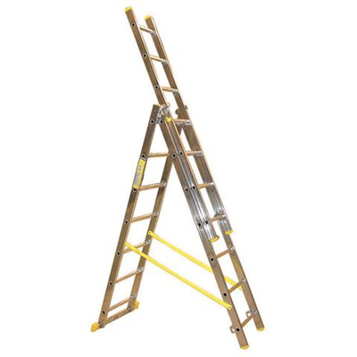 Scala trasformabile tripla in alluminio 3x7 gradini 4 mt