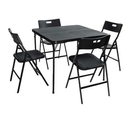 Ikayaa 5 pezzi tavolo pieghevole e sedie set 1+4 piano del tavolo puo essere piegato a meta salvaspazio 1 tavolo quadrato e 4 sedie gambe in metallo