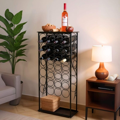 DanDiBo Scaffale Vini “Rico” 100cm Supporto Bottiglie in Metallo per 28 Bottiglie Scaffale