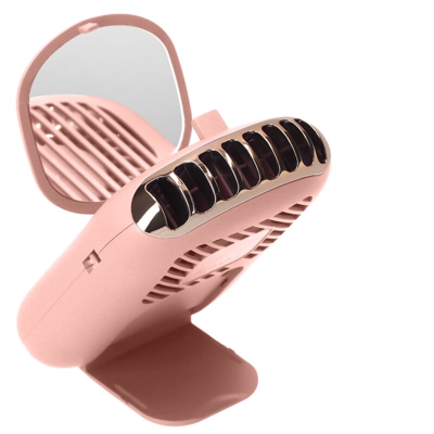 Happyshopping - Mini ventilatore da collo sospeso con specchio cosmetico Ventilatore indossabile senza lama a mani libere Ventilatore portatile