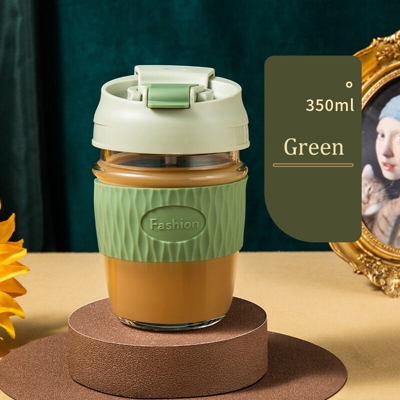 Tazza di vetro estiva Tazza di acqua femminile Tazza di caffe portatile con cannuccia Doppia tazza di accompagnamento Tazza di te al latte,Tipo,350