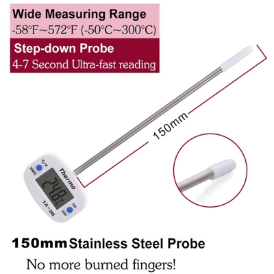 Happyshopping - TA288 Termometro digitale a lettura istantanea Termometro a sonda lunga pieghevole Cucina Cottura a base di carne Olio Zuppa
