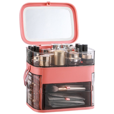 Scatola portaoggetti per il trucco con specchio e resistente all'acqua Scatola portaoggetti per cosmetici Scatola portaoggetti per trucco con