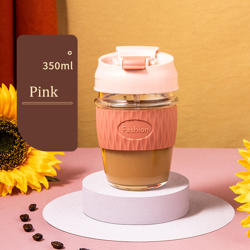 Tazza di vetro estiva Tazza di acqua femminile Tazza di caffe portatile con cannuccia Doppia tazza di accompagnamento Tazza di te al latte,Tipo,350 en oferta