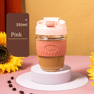 Tazza di vetro estiva Tazza di acqua femminile Tazza di caffe portatile con cannuccia Doppia tazza di accompagnamento Tazza di te al latte,Tipo,350