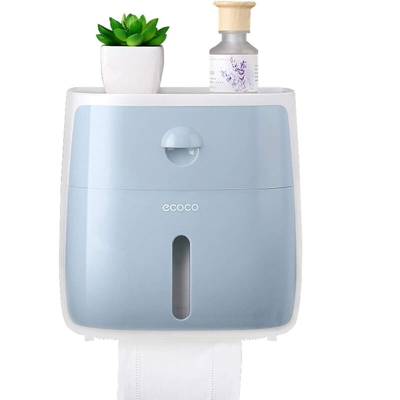 Parete attrezzata tessuto disegno della scatola con cassetti, bianco blu +
