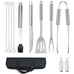 Happyshopping - 12pcs in acciaio inox combinazione griglia del barbecue utensili da cucina precio