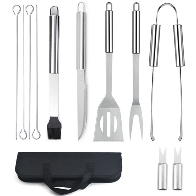 Happyshopping - 12pcs in acciaio inox combinazione griglia del barbecue utensili da cucina