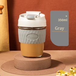 Tazza di vetro estiva Tazza di acqua femminile Tazza di caffe portatile con cannuccia Doppia tazza di accompagnamento Tazza di te al latte,Tipo,350 precio