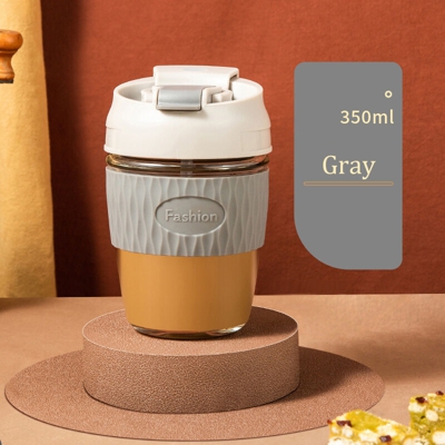 Tazza di vetro estiva Tazza di acqua femminile Tazza di caffe portatile con cannuccia Doppia tazza di accompagnamento Tazza di te al latte,Tipo,350