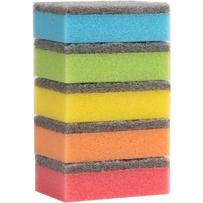 5 pezzi / set Spugna per la pulizia dei piatti per la casa Tampone per la pulizia su entrambi i lati Pentola per la cucina Pentola per la pulizia del