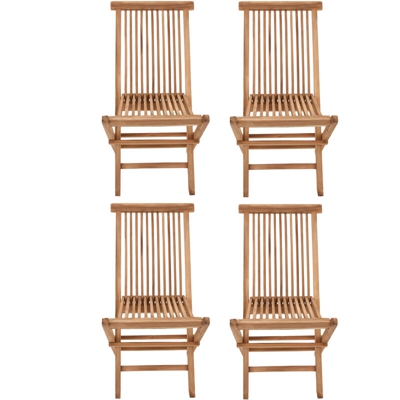 Changer pour: SALENTO - Set di sedie da giardino pieghevoli in teak naturale per esterno (X4) - Teak naturale