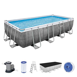 Bestway Power Steel Vasca con Telaio in Acciaio, Rattan Grigio en oferta