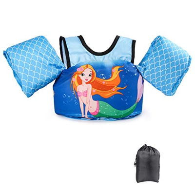 Con tracolla per bambini da 2 a 7 anni, 15 a 30 kg, per imparare a nuotare, con diversi motivi per ragazzi e ragazze (sirena)
