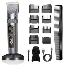 BerBizz Tagliacapelli Uomo Professionale Regolabarba e Tagliacapelli Elettrico Precisione Tagliacapell Schermo LCD Impermeabile con Supporto di Ricari características