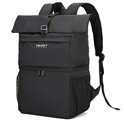 TOURIT Zaino Termico da 23L Doppio Strato Zaino Frigo per Pranzo Zaino per Portatile Borsa Frigo Pranzo Ufficio Nero