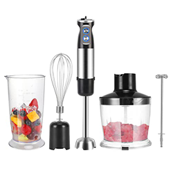Frullatore a Immersione 6 in 1 1000W Minipimer con 500ml Tritatutto 600 ml Tazza Mixer Cucina con Acciao Inossidabile 304 Turbo 12 velocità Frullatore precio