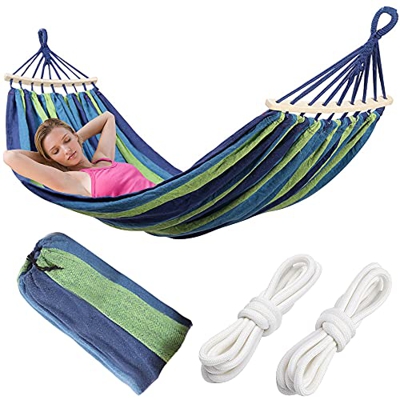 Speyang Amaca Swing Cotone per Il Campeggio da Viaggio, Amaca da Giardino con 40CM Aste di Legno, Amaca Singola, Amaca Multipla, Amaca Portatile Porta
