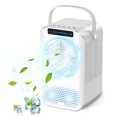 Raffreddatore d'aria 600ML Portatile, 4 in 1 Climatizzatore, Umidificatore, Ventilatore, Mini Condizionatore d'aria Personale con Lampada UV Funzione 