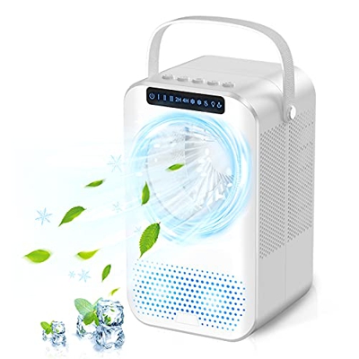 Raffreddatore d'aria 600ML Portatile, 4 in 1 Climatizzatore, Umidificatore, Ventilatore, Mini Condizionatore d'aria Personale con Lampada UV Funzione