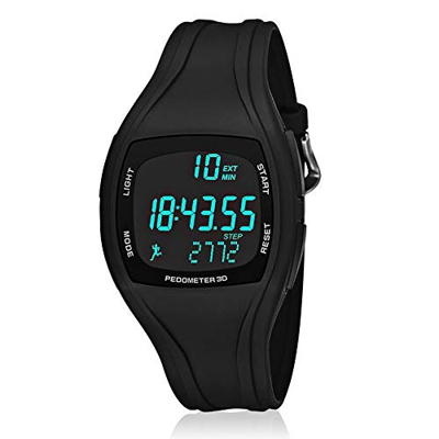 CFGem Orologio impermeabile del pedometro di sport digitale dell'adolescente con la banda e il temporizzatore staccabili di plastica dell'unità di ela