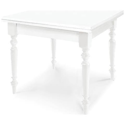 Geordie - Tavolo Da Pranzo Allungabile A Libro In Legno Massello 100 X 100/200 Bianco Gamba Tornita en oferta