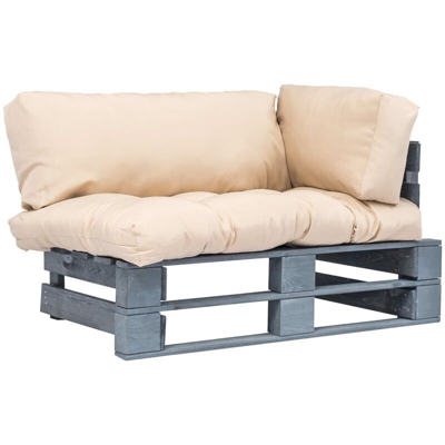 Divano da Giardino su Pallet e Cuscini Sabbia Legno di Pino FSC