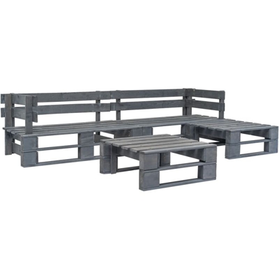 Set Divani da Giardino con Pallet 4 pz Legno FSC Grigio