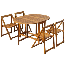 YOUTHUP Set da Pranzo da Giardino 5 pz Pieghevole in Massello di Acacia - Marrone en oferta