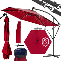 Ombrellone decentrato Haiti 3m alluminio con luci LED e manovella Rosso precio