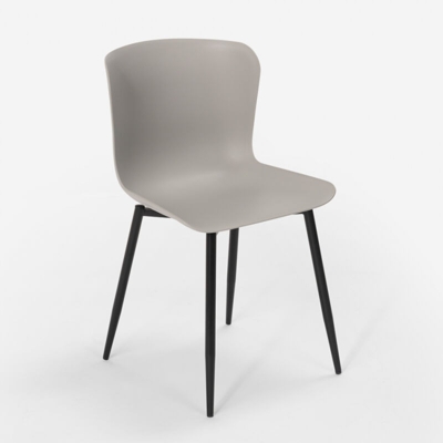 Sedia design moderno in polipropilene e metallo per cucina bar ristorante Chloe | Grigio