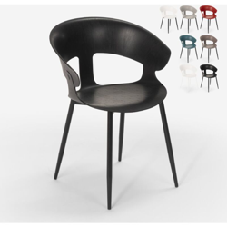 Sedia design moderno in metallo polipropilene per cucina bar ristorante Evelyn | Nero precio