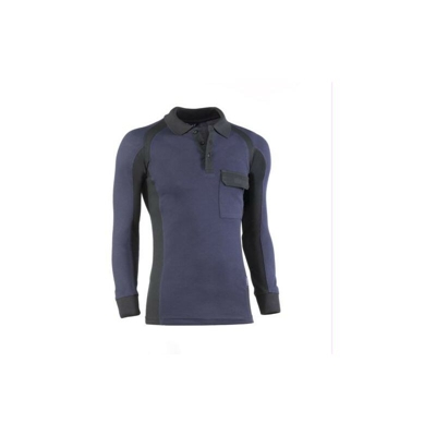 Polo Piquet Manica Lunga Flex Blu Marino / Nero 681/S