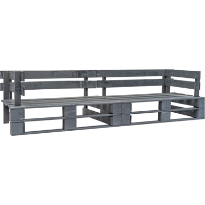 Divano Pallet da Giardino a 2 Posti Grigio in Legno FSC
