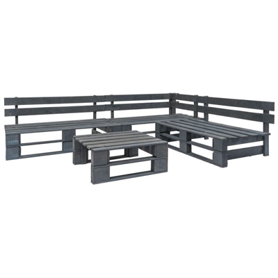 Set Divani da Giardino con Pallet 4 pz Legno FSC Grigio
