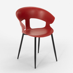 Sedia design moderno in metallo polipropilene per cucina bar ristorante Evelyn | Rosso en oferta