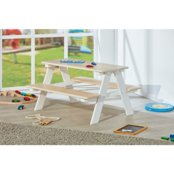 Dmora Set tavolo con panche bambini, in pino bianco, cm 90x82x50 precio