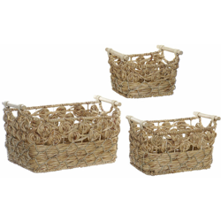 Set di Cestini Fibra Boho Erba di mare (3 pcs) - Dkd Home Decor en oferta