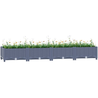 vidaXL Fioriera Rialzata 160x40x23 cm in Polipropilene - Grigio