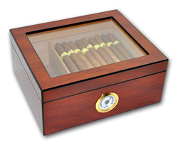 Eitida Sigari Humidor Custodia Contiene 25-50 Sigari,Superiore in Vetro Temperato, Scatola Portaoggetti Artigianale in Legno di Cedro Spagnolo con Div en oferta