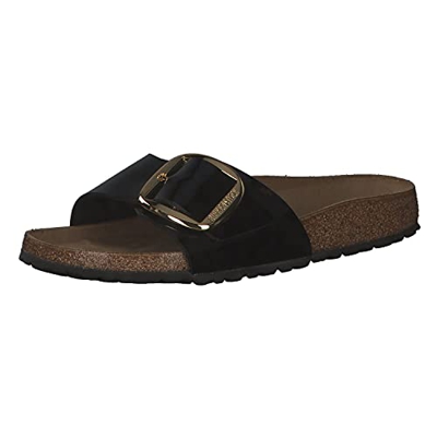 Birkenstock Madrid Big Buckle Birko Flor Patent Sandali Neri Da Donna-EU 36